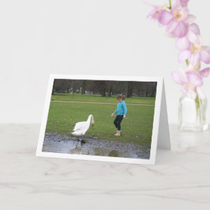 Tarjeta Girl with White Swan Portrait