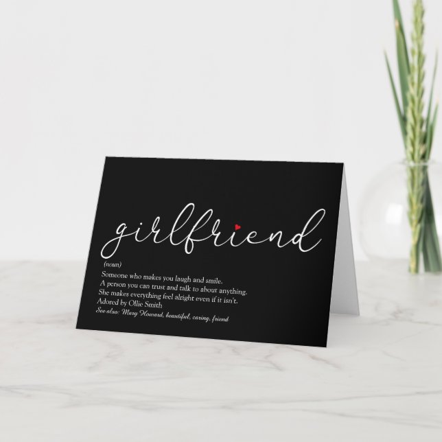 Tarjeta Girlfriend Definition Script Love Heart (Anverso)