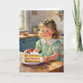 Tarjeta Girl's Birthday | Flowers and Cake