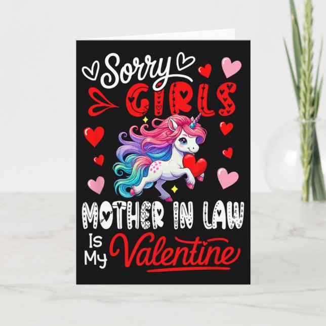 Tarjeta Girls Funny Joke Mother In Law Is My Valentine Uni (Anverso)