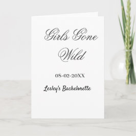 Tarjeta Girls Gone wild Bachelorette party name date bride