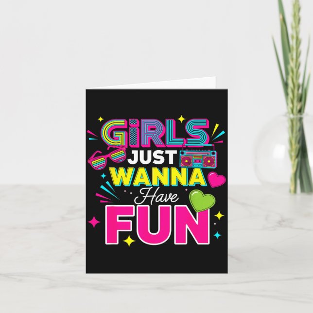 Tarjeta Girls Just W Have Fun Retro 70's 80's 90's Women P (Anverso)
