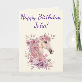 Tarjeta Girls Pretty Ponies Pastel Floral Horse