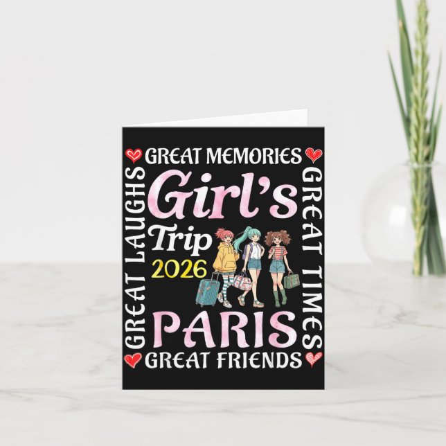 Tarjeta Girls Trip 2026 Paris Great Friends Vacation Trave (Anverso)