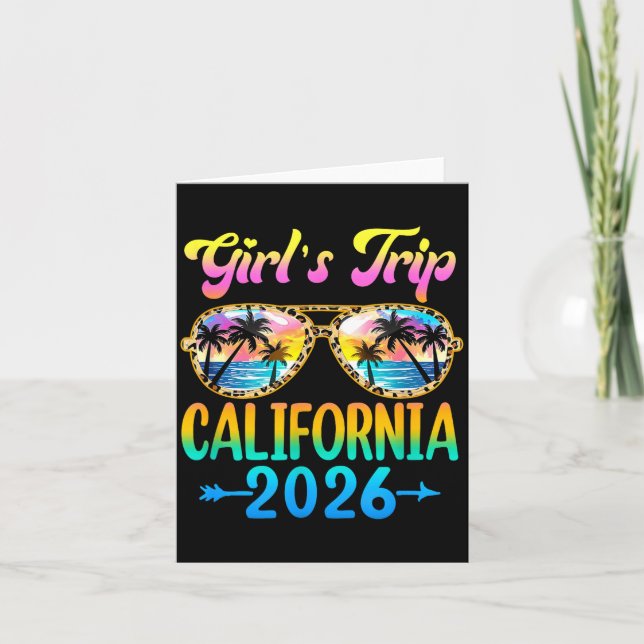 Tarjeta Girl's Trip California 2026 Summer Vacation Sungle (Anverso)
