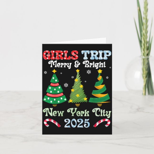 Tarjeta Girls Trip Merry And Bright Xmas New York City Vac (Anverso)