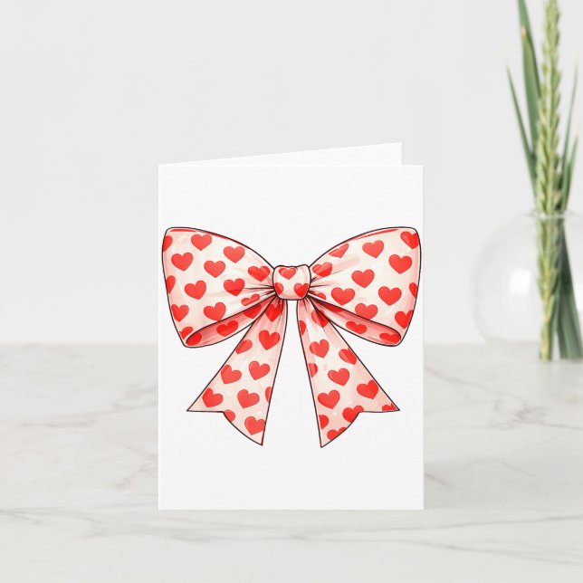 Tarjeta Girls Valentine Heart Bow Cute Valentines Day Teen (Anverso)