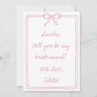 Girly Bow Doodle Love Fancy Bridesmaid Propuesta