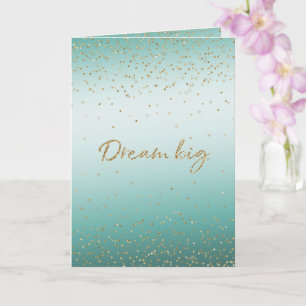 Tarjeta Girly Glam Gold Sparkle Confetti Mint Purpurina