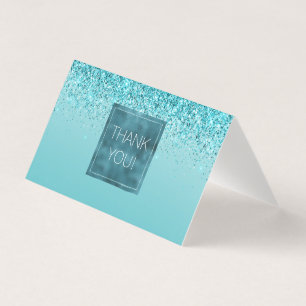 Tarjeta Girly Glitz Aqua Turquoise Purpurina