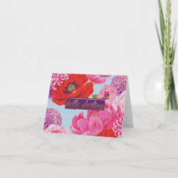 Tarjeta Girly Hello Darling Floral Note Card
