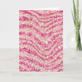 Tarjeta Girly Pink Blush Glitter Zebra Pattern            