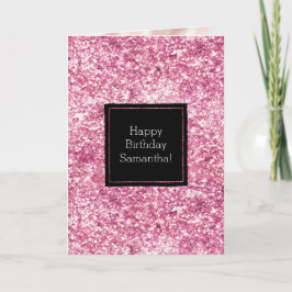 Tarjeta Girly Pink Purpurina Confetti
