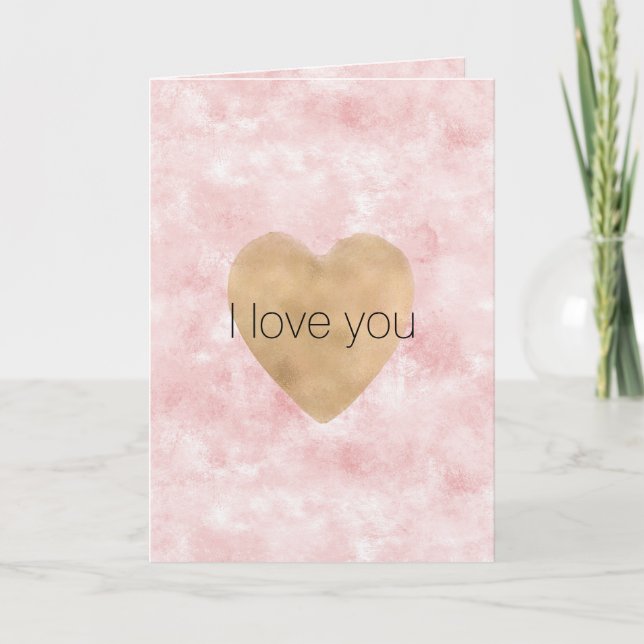 Tarjeta Girly Rubor Pink Gold Heart (Anverso)