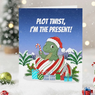 Tarjeta Giro inesperado Soy el dinosaurio de Navidad prese