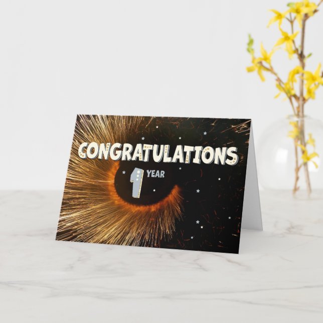 Tarjeta Giro y estrellas del primer aniversario de los emp (flor amarilla)