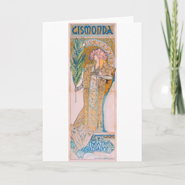 Tarjeta Gismonda, Sarah Bernhardt, Mucha (Anverso)
