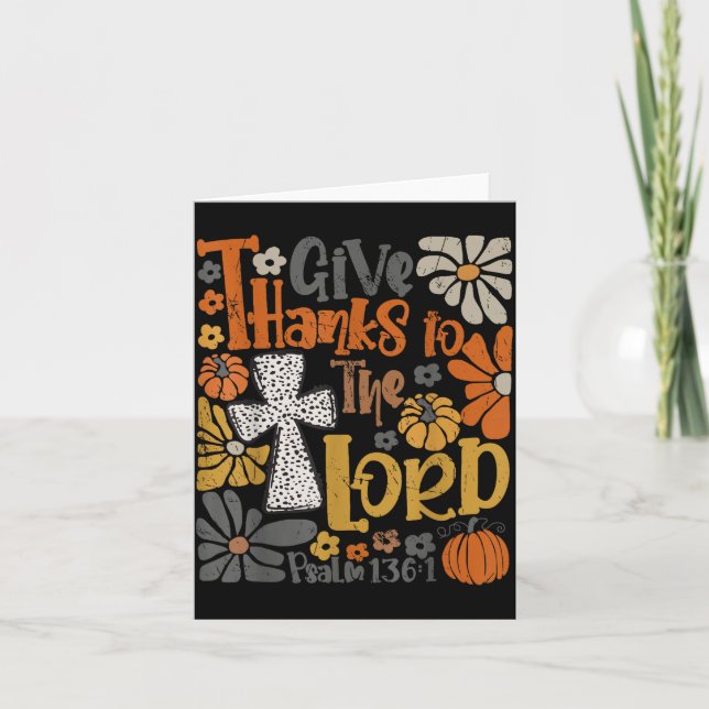 Tarjeta Give Thanks To The Lord Floral Boho Retro Thanksgi (Anverso)