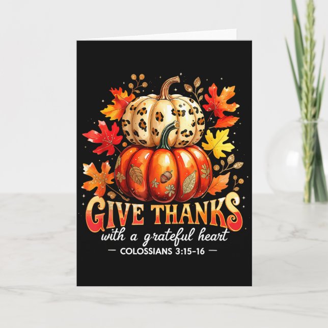 Tarjeta Give Thanks With A Grateful Heart Bible Verse Pump (Anverso)