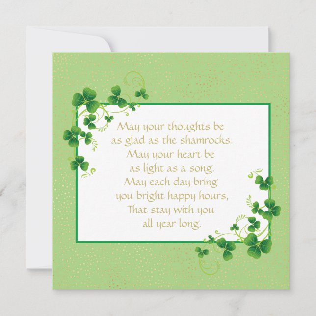 Tarjeta Glad As Shamrock Irish Blessing Flat Greeting (Anverso)
