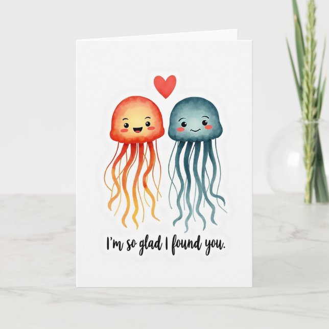 Tarjeta Glad I Found You Jellyfish Card (Anverso)