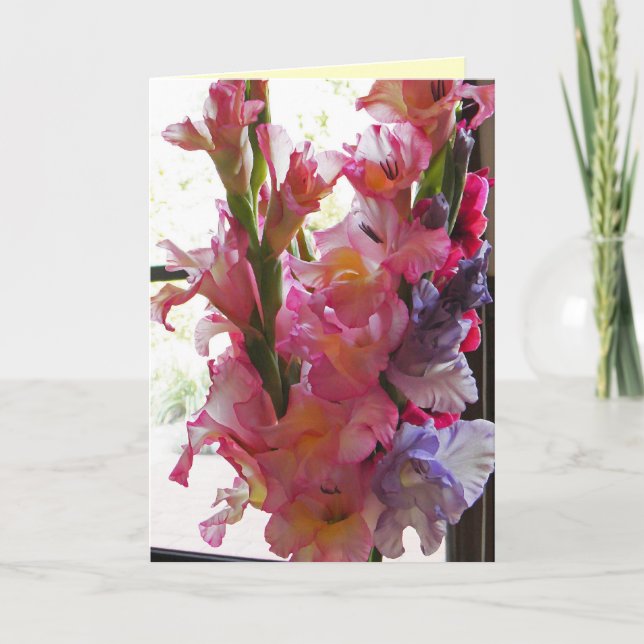 Tarjeta Gladiolas 'que piensa en usted card (Anverso)