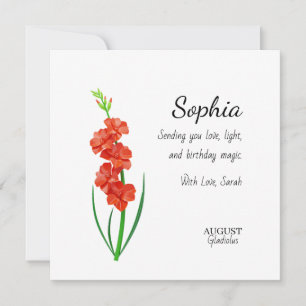 Tarjeta Gladiolo de Agosto Cumpleaños Personalizado