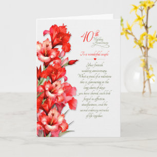 Tarjeta Gladiolos rojos para el 40º aniversario de bodas d