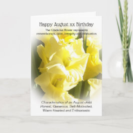 Tarjeta Gladiolus August Birthday