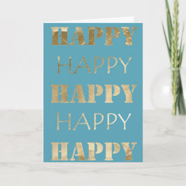 Tarjeta Glam Aqua Blue Happy Birday
