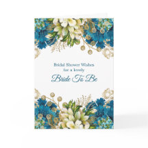 Glam Blue Gold Floral Bridal Shower