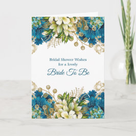 Tarjeta Glam Blue Gold Floral Bridal Shower