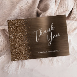 Tarjeta Glam Bronze Metallic Wedding Flat Thank You