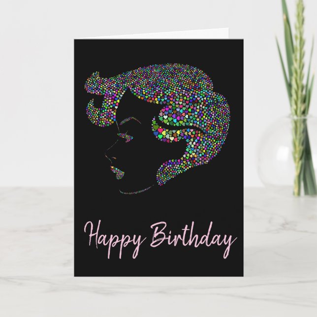 Tarjeta Glam chica con corazones (Anverso)