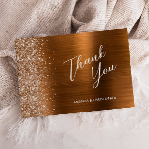 Tarjeta Glam Cobre Agradecimiento Boda Plano Metalizado