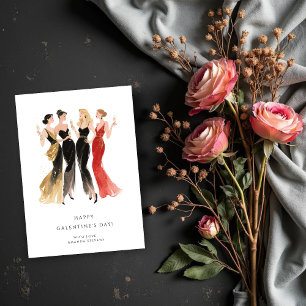Tarjeta Glam Four Pretty Elegant Ladies Galentine's Day