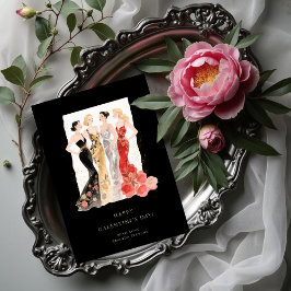 Tarjeta Glam Four Pretty Elegant Women Galentine's Day