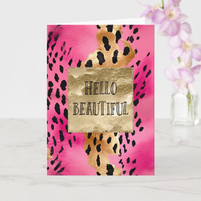 Tarjeta Glam Gold Leopard Girly Pink (Orquídea)