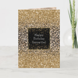 Tarjeta Glam Gold Leopard Print Glitz