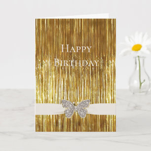 Tarjeta Glam Gold Tinsel Mariposa Jeweld