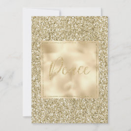 Tarjeta Glam Luxe Gold Purpurina Peace