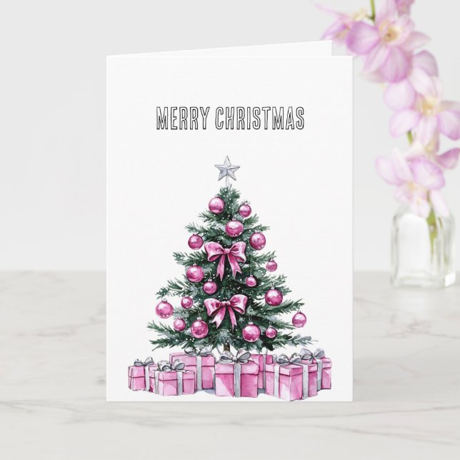 Tarjeta Glam Pink Christmas Tree (Orquídea)