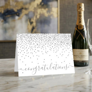 Tarjeta Glam Silver Confeti Escritura de Felicitación