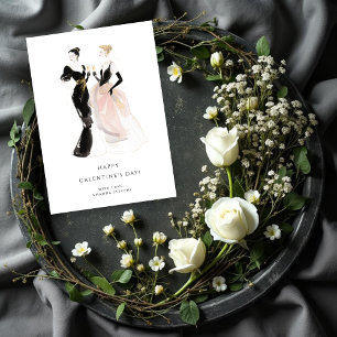Tarjeta Glam Two Pretty Elegant Women Galentine's Day