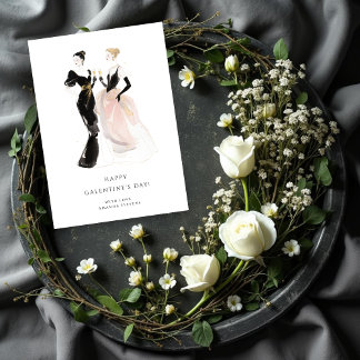 Tarjeta Glam Two Pretty Elegant Women Galentine's Day