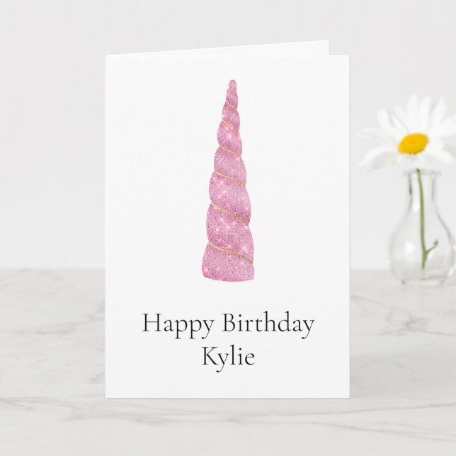 Tarjeta Glam Unicornio Sparkle Pink Gold (Planta pequeña)