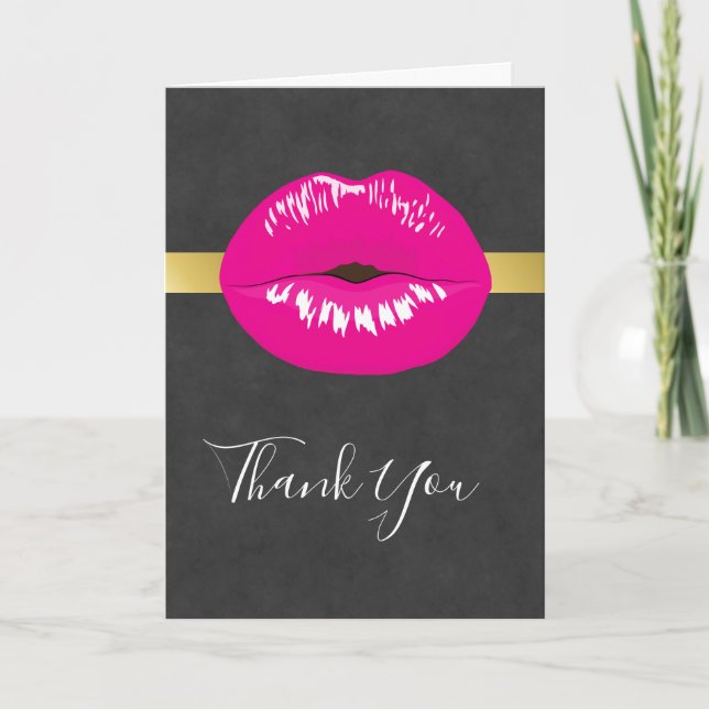 Tarjeta Glamoroso Ilustracion de los labios rosados calien (Anverso)