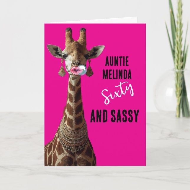 Tarjeta Glamorous Girraffe Sassy at 60 Birthday Card (Anverso)