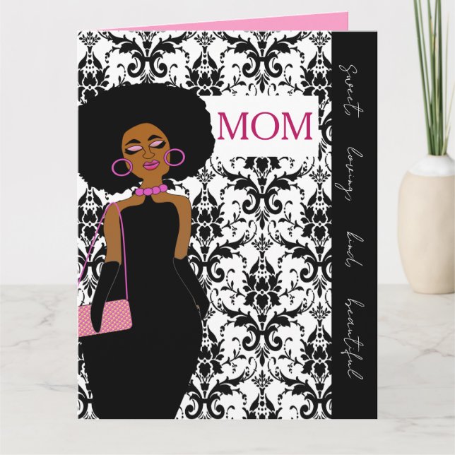 Tarjeta Glamorous Glam African American Mother Birthday (Anverso)