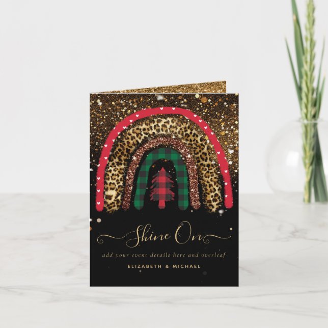 Tarjeta Glamour del Purpurina Rainbow Gold Navidades 2021 (Anverso)